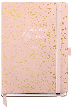 Miquelrius - Jahreskalender 2023 - Woche Ansicht - Journal Größe 122 x 168 mm - Harte Abdeckung - Genähte Bindung - Spanisch, Englisch und Portugiesisch - J'aime la vie