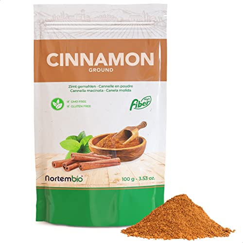 Nortembio Cannelle en Poudre 100 g – Épices Biologiques Pures et Moulues, Sans Additifs – Cannelle Naturelle pour Pâtisserie, Infusions et Desserts – eBook de Recettes Gratuit
