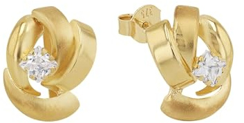 Amor Ohrstecker Damen Ohrschmuck, mit Zirkonia synth, 1 cm, Gold, Kommt in Schmuck Geschenk Box, 2013385