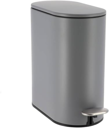 Tendance - Poubelle metal ovale 5l frein de chute pedale acier inox - gris