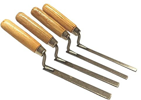 4 x Strong Finger Pointing Trowel Set 8 10 12 14 mm Flat Spring Carbon Steel Tuck with Wooden Handle (4FTCH)