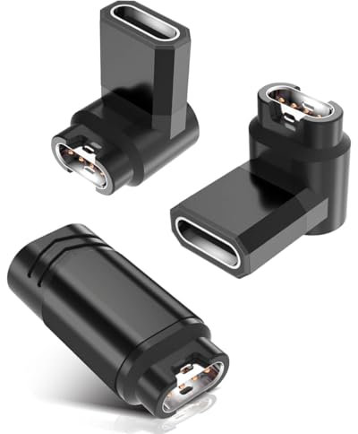 RUXELY Adaptateur USB C vers Gar/Min 4Pack,90 Degrés Câble Watch Chargeur Type C Connecteur Compatible avec Garmin Montre Fenix 8 E 7 7S 7X 6,Forerunner 965 265 165 55,Tactix,Vivoactive 5 4,Approach