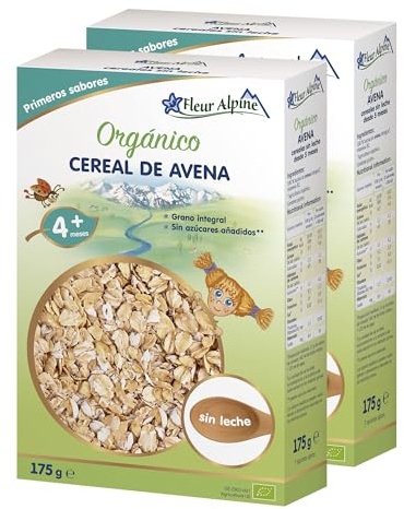 FLEUR ALPINE Bio Babybrei Hafer 2er Pack - Abendbrei Baby Haferflocken | Nahrhaftes Porridge | Einfache Zubereitung | Getreidebrei 5+ Monate ohne Zuckerzusatz | 2x7 Portionen