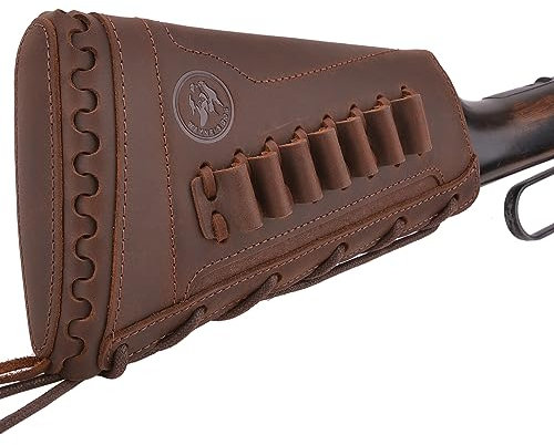Handgefertigt Leder Gewehrkolben Gewehr Munition Halter für 30-30 .357 .22LR 410GA 45-70 44mag (Kaffee-Rechte Hand, .357 .30-30 .38)