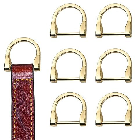 Spldsun 6 Pezzi Fibbie a D Anello a D in Metallo, D con Vite in a Forma U, Accessorio Ricambio per Borsette, Borse a Tracolla, Borse per Laptop, Portachiavi (37 mm, Oro)