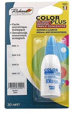 Colorant Universel TRIPLE CONCENTRE Pour peinture jusqu'a 10 Litres - 30ml – Made in France - BLANC- 2000