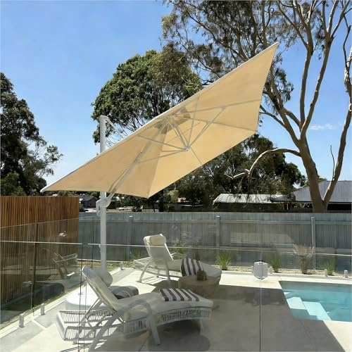 PURPLE LEAF Parasol Déporté 3 x 4 m Rectangulaire Beige avec Pied Croix