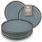 Assiettes Service 6 Personnes - Ensemble de 6 Assiettes à Dessert en Grès Rustic -Assiettes Modernes pour Petit-déjeuner, Lave-vaisselle - Assiettes à Gâteaux- Pure Living en Bleu Fumé