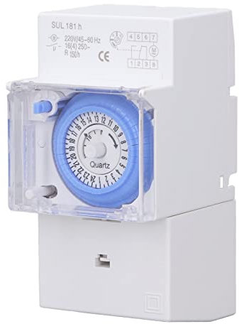 TICFOX 24 Hour Analog Mechanical Timer, AC 230V Waterproof Programmable 24h Mechanical Wall Timer Switch for Outdoor, Manual/Auto Controller Switch