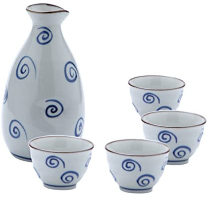 TOPBATHY Bollitore Per Sakè in Stile Giapponese Set Di Bicchieri Da Vino Tazze E Teiera in Ceramica