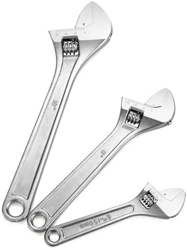 ZLLkeji Schraubenschlüssel Verstellbarer Einmaulschlüssel Rollgabelschlüssel Set 6 Zoll 8 Zoll 10 Zoll Schraubenschlüssel mit Breiter Backenöffnung 3 Stück