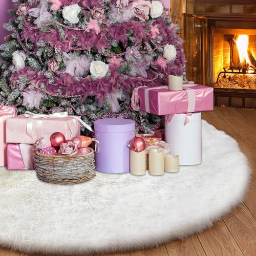 Weihnachtsbaum Rock, 2024 Weihnachtsbaum Decke 90cm Luxus Weißer Rund Weihnachtsbaumrock, Weihnachtsbaum Decke Rock, Groß Plüsch Christbaumdecke für Weihnachtsbaum Dekorationen