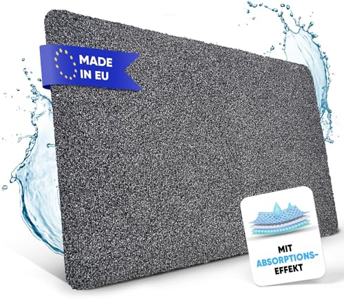Entrando Fußmatte 50x80 cm - waschbare Schmutzfangmatte innen, Grau | Ultradünne Türmatte aus Baumwolle ohne Gummirand für Haustür und Wohnungstür - waschbar bei 30 Grad, rutschfest, saugstark
