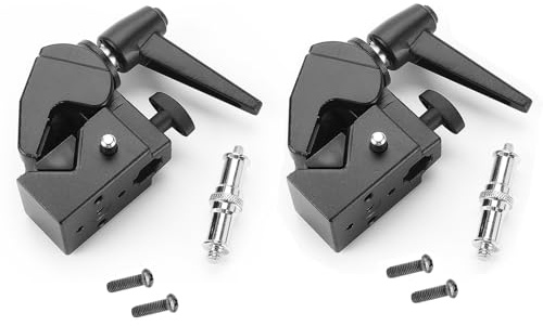 PHOCUS Super Clamp with 5/8 Stud, 2.1 Jaw Grip, Max Load 33 lb, for Photography Studio Camera Lighting Mounting (2 Pack)