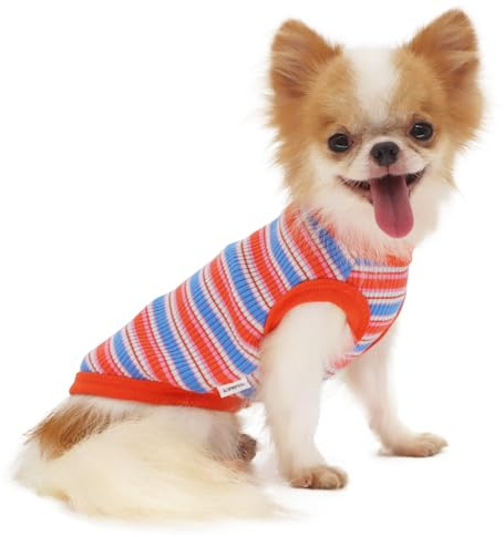 LOPHIPETS 100% Cotton Rib Dog Shirt Vest for Small Dogs Teacup Chihuahua Yorkie Puppy Clothes Tank Tee-Red/S
