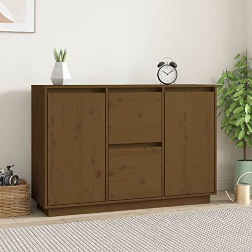 Somanki Sideboard Honigbraun 111x34x75 cm Massivholz Kiefer, Kommode Schlafzimmer, Kommoden & Sideboards, Wohnzimmerschrank, Flur Kommode, Zimmer Möbel - 814312