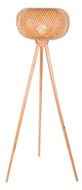 Lámpara de pie para dormitorio, lámpara de pie, trípode, lámpara de pie con pantalla tejida de bambú, creativa, para sala de estar, dormitorio, oficina moderna, estudio, lámpara de pie, lámparas de p