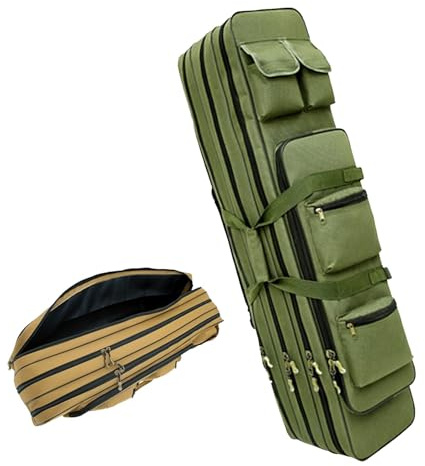 Double Rifle Bag Lange Gewehrtasche Gewehrrucksack Waffentasche für Jagd Schießstand Schusswaffentransport Army Green,120cm