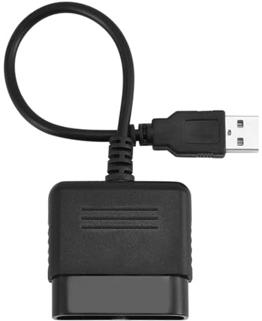 Tissting Adaptador PS2 a USB, Convertidor de Cable para PS2 con Vibración, Material ABS, Compatible con PS3 y PC, Plug & Play para Juegos Clásicos y Modernos