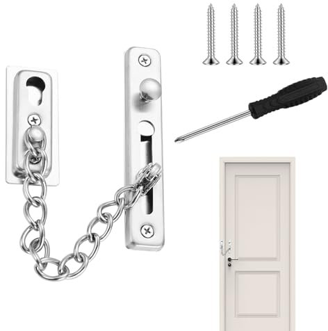 Chaîne de Porte en Acier Inoxydable 304, Chaîne de Sécurité de Porte, avec Vis, Serrure de Sécurité de Chaîne de Porte, Chaine de Porte d Entree, pour la Maison, l'Hôtel, les Portes et Fenêtres