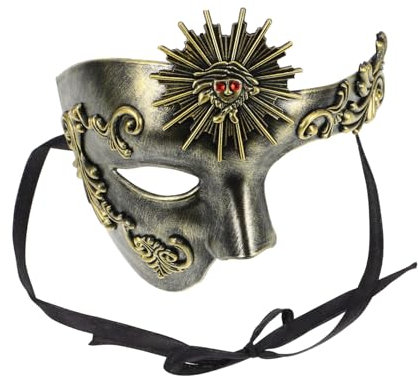 Zerodeko Masque De Carnaval Demi-visage Pour Adultes Accessoire De Fête Vénitien Design Décoratif En or Antique Ajustable Homme Et Femme Mardi Gras Soirées Déguisées