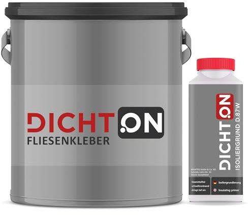 Fliesenkleber 10kg Fertigkleber wasserfest & frostsicher für Keramik, Gips, Klinker, Putz innen & aussen, Wand & Boden Dispersionskleber, Dünnschichtkleber © DICHTON D.85W