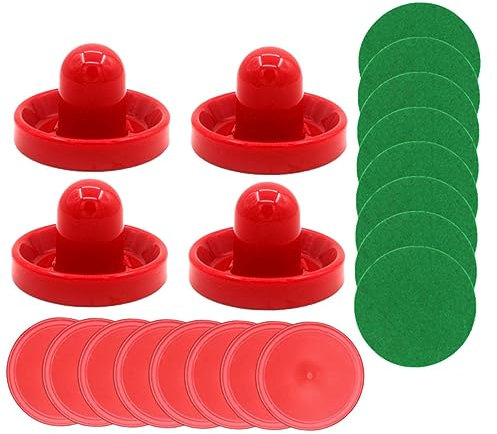 Milisten Air Hockey Pucks Kunststoff Pucks Und Filzpads Für Tischspiel Zubehör Rot Langlebig Glatte Oberfläche Für Schnelle Spiele