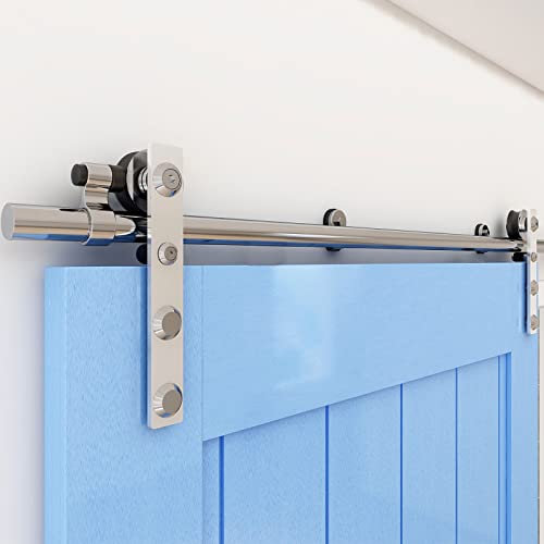 Kit di ferramenta per porta scorrevole in acciaio inox, resistente, 228 cm, per doppia porta in legno