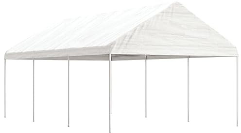 Xichuzi Pavillon mit Dach Weiß 6,69 x 4,08 x 3,22 m Polyethylen, Gartenpavillon, Faltpavillon, Pergola, Partyzelt, Standmarkise, Sonnenzelt, Garten Pavillion, Grillpavillon3155511