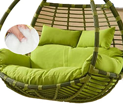 Double Egg Hammock Swing Seat with Waterproof Cushion for 2 Seater Garden Patio Hanging Rattan Basket Chair with Thick Head Pillow