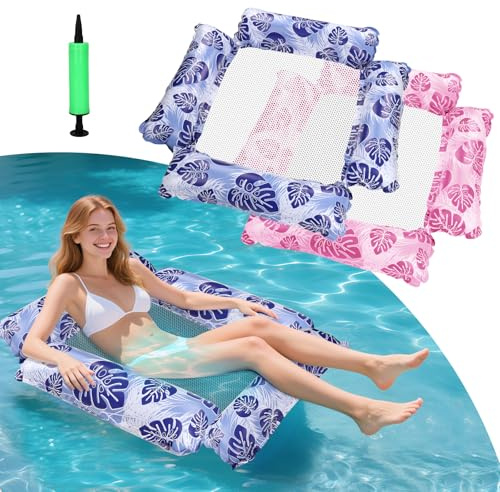 2 Pezzi Amaca galleggiante, Galleggiante Piscina, Materassino Piscina, 4-in-1 Materassino Gonfiabile Mare Piscina, Accessori Piscina, Sdraio Amaca Materassino Mare, poltrona gonfiabile piscina (B)