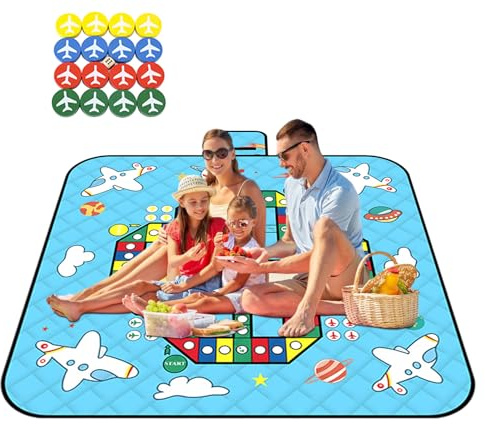 Tappetino Impermeabile da Gioco, Coperta da Picnic Resistente all'Acqua Scacchiera, Portatile 3 Strati Leggero Pieghevole Gioco Da Tavolo Per Famiglie Per Campeggio Spiaggia