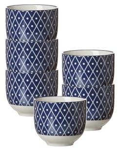 Ritzenhoff & Breker Teebecher-Set Royal Reiko 6-teilig, 150 ml, Kleine Becher für Heißgetränke aus Porzellan, Orientalisches Dekor, Spülmaschinenfest & Mikrowellengeeignet, Blau-Weiß