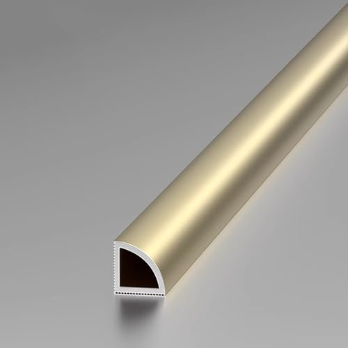 Profilé de carrelage, bordure circulaire quartz 125 cm (2 pièces) - Couverture de bord en céramique pour carrelage, longue bande pour salle de bain, bureau, hôtel et écoles (or mat, 10 x 10 mm)