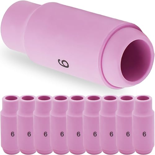EATBALE Aluminiumoxid-düsen für Wig-Schweißbrenner Zubehörsatz 10N48 Keramikdüsenbecher Schutzgasdüse 6# (3/8 9,5 mm) für QQ300 PTA DB SR WP 17 18 26 Schweißbrenner Ersatzteile (10 Stück)