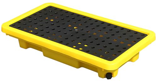 Vexorium Kleingebinde-Auffangwanne mit Gittereinsatz – Chemikalienbeständige Auffangschale, leicht zu reinigen, stapelbar, für Labor, Werkstatt und Lager,66 * 36 * 12cm