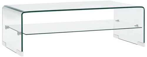 Générique Table Basse Clair 98x45x31 cm Verre trempé,Meubles, Tables, Tables Basses et Tables d'appoint, Tables Basses, Transparent (Poids 26.66KG)