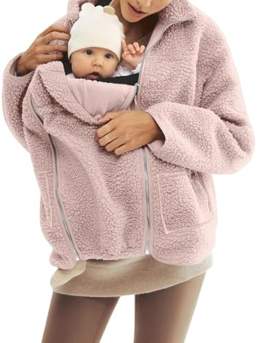 Generico Giacca con inserto per neonato: giacca invernale da donna, calda giacca di cotone con tasche e coulisse, giacca premaman invernale 3 in 1, giacca premaman vintage da donna e da montagna