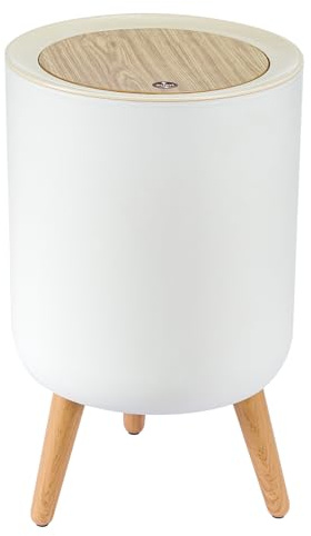 CROWNSHOP 9L Trash Bin Bathroom Bins 360x220mm Round Garbage Bin with Press top Lid Nordic Modern Waste Bin Modern Waste Bin with Legs for Kitchen Bathroom Bedroom Office Outdoor Dog Proof