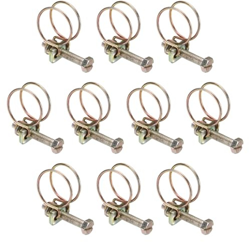 sourcing map 10pcs Adjustable Double Wire Hose Clamp 19-22mm Carbon Steel Wire Hose Clips Pipe Tube Clamps for Dust Collection Rubber PVC Pool Pump Hose