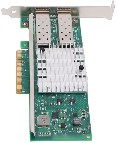 Zunate Tarjeta de Red de Fibra óptica PCI E X8 de 10 GB, Adaptador de Red de Escritorio Ethernet de Doble Puerto SFP + Compatible con Controlador de Chip 82599 Adaptador Ethernet PCI