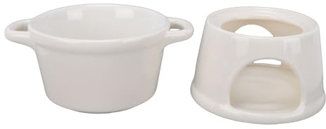Hamwesh Pot à Fondue au Chocolat, Pot en Céramique de 300 Ml avec Résistance à Haute Température jusqu'à 105 °C, Base Antidérapante, Bougie Chauffe-plat, Ensemble à Fondue Chauffante, Tasse à
