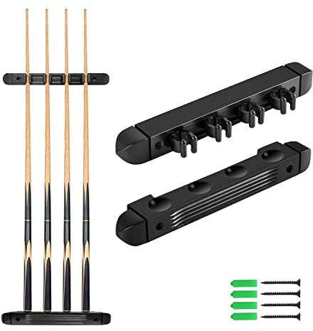 MoyanSuper Soporte para tacos de billar o billar montado en la pared (negro/4 tacos)