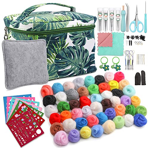 165 Pièces Kit De Feutrage à L'aiguille Avec Laine Cardée 40 Couleurs | Kit Complet D'outils D'artisanat Créatif Et Sac De Rangement Pour Débutant