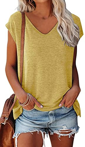 OLIPHEE Camiseta Basica Mujer Verano Mangas Cortas Camiseta Elegante Blusas Casual Toppar T-Shirt Basica