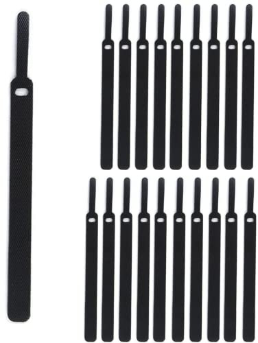CaiHuaEr Cable Ties Reusable, 20 Pack 6 Fastening Cable Straps Adjustable Releasable Tie Wraps with Velcro Fastening Velcro for PC Wire Management, Cord Organiser