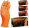 PROGRIP Guantes nitrilo talla M Naranja [Con doble grosor y textura diamante] - Guantes desechables de nitrilo para taller, industria y montaje - Luvas nitrilo descartaveis (50 uds)