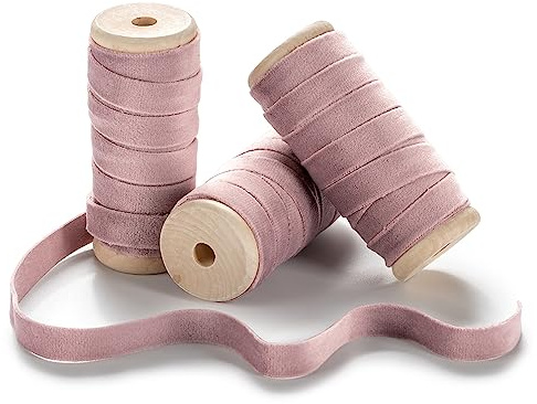 CHUQING Samtband Geschenkband Schleifenband Samt Dekoband Altrosa | Weiches Samtband als Geschenkband und Dekoband für Schleifen, Basteln, Hochzeit, Geburtstag und Verpackungen Weihnachten