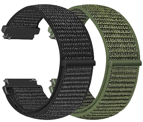 Vodtian 18mm Nylon Armband Kompatibel mit Garmin Venu 2S/Venu 3S/Vivoactive 4S/Vivomove 3S/Forerunner 255s/255s Music/265s, Schnellverschluss Ersatz Sport Loop Uhrenarmband für Damen Herren