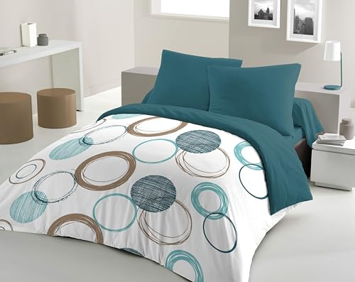Home Linge Passion Parure DE Couette 240x260 AUDACE Bleu Canard